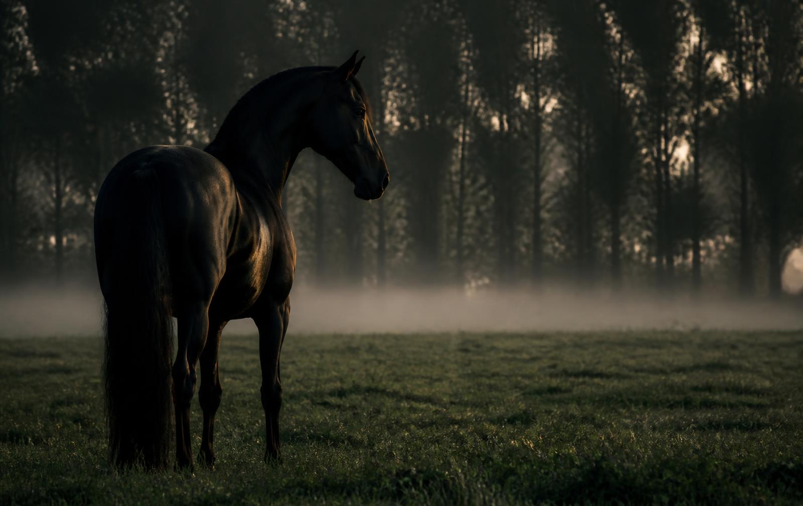 Cavalo em pasto ao amanhecer — marca Nalida